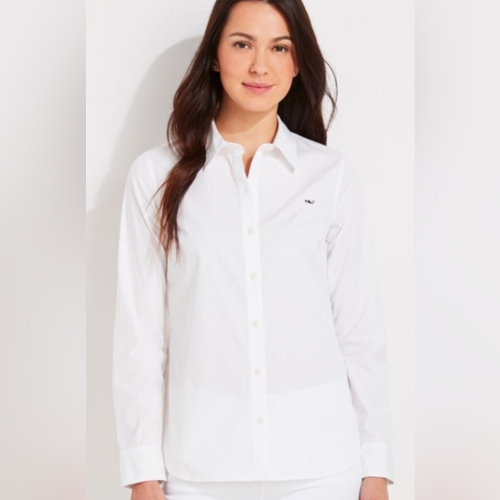 Vineyard Vines White Button-Down Shirt with Chest Pocket